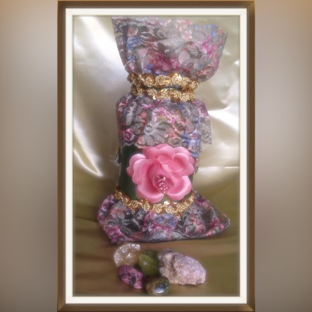 Hand Crafted Glass Jar Refreshing Meadow Gypsy Bottle RoseAroma - Picture 3 of 10